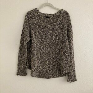 Elieen Fisher Linen Blend Long Sleeve Brown Heathered Sweater Top Lagenlook Med